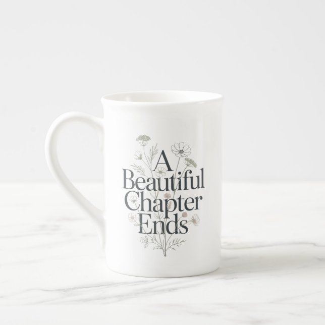 Personalised A Beautiful Chapter Ends Retirement Bone China Mug (Left)