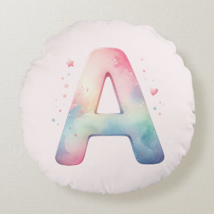 Personalised 'A' Birth round pillow