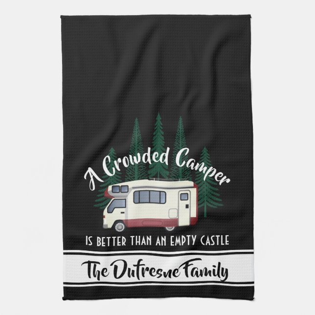 Personalised "A Crowded Camper" Tea Towel (Vertical)