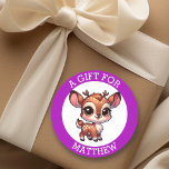Personalised A Gift For Christmas  Classic Round Sticker<br><div class="desc">Christmas to and from gift tags. Add a name in the personalise area. Cute cartoon chibi reindeer for boys or girls!</div>
