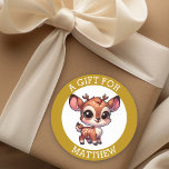 Personalised A Gift For Christmas  Classic Round Sticker<br><div class="desc">Christmas to and from gift tags. Add a name in the personalise area. Cute cartoon chibi reindeer for boys or girls!</div>