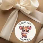 Personalised A Gift For Christmas  Classic Round Sticker<br><div class="desc">Christmas to and from gift tags. Add a name in the personalise area. Cute cartoon chibi reindeer for boys or girls!</div>