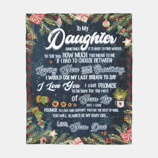 Personalised A Letter To My Daughter From Dad, Fleece Blanket (Front)