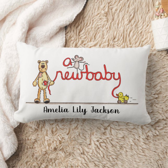 Personalised A New Baby Lumbar Cushion (Blanket)
