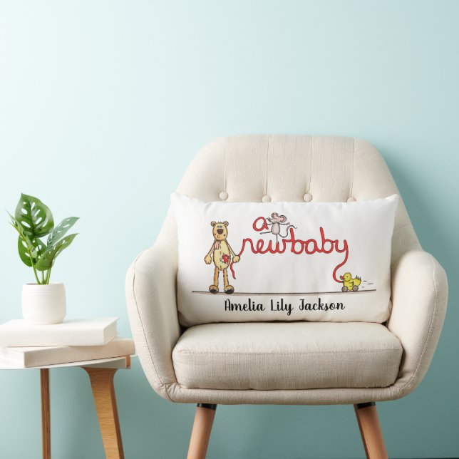 Personalised A New Baby Lumbar Cushion (Chair)