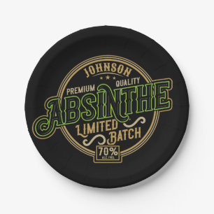 Personalised Absinthe Herbal Spirit Liquor Label Paper Plate