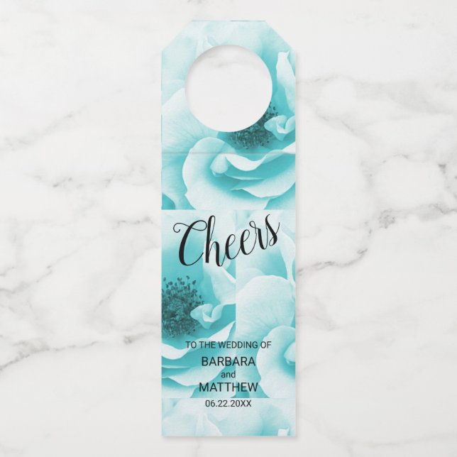 Personalised Abstract Blue & White Bottle Tag (Front)