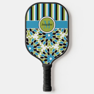 Personalised Abstract Floral, Stripes, Monogrammed Pickleball Paddle