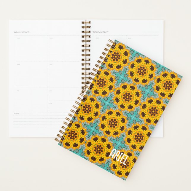 Personalised Abstract Floral Yellow Pattern Planner (Display)