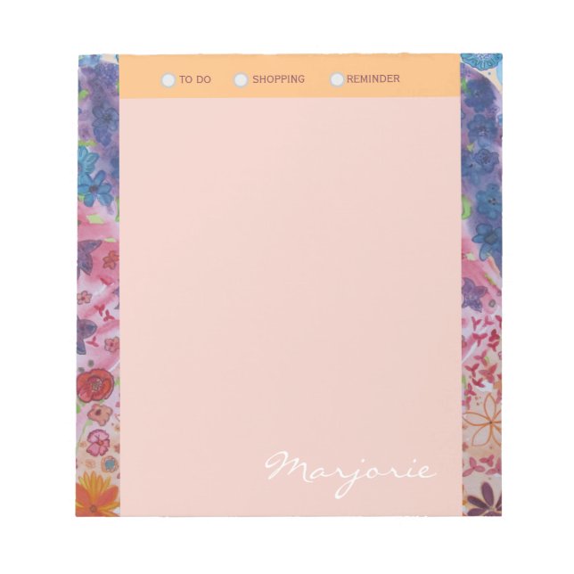 Personalised Abstract Flower Shopping List Notepad (Front)