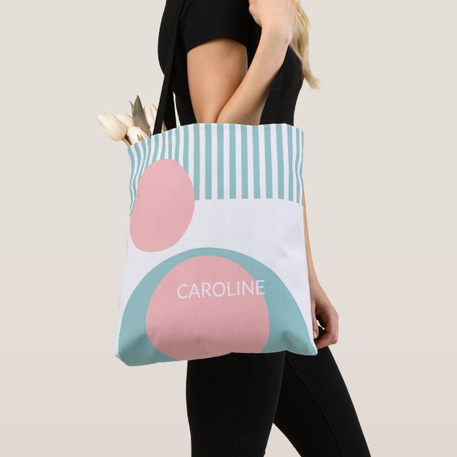Personalised Abstract Geometric Striped Art Tote Bag (Close Up)