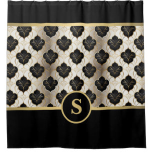 Personalised Abstract Gold & Black Shower Curtain