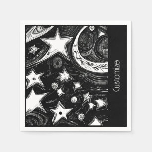 Personalised Abstract Moon And Stars  Napkin