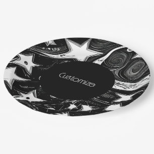 Personalised Abstract Moon And Stars Paper Plate