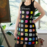 Personalised Abstract Pattern Black Apron<br><div class="desc">This apron is decorated with a colourful watercolor abstract pattern on a black background.  
Easily customisable. 
Because we create our artwork you won’t find this exact design from other designers. 
Original Watercolor © Michele Davies.</div>