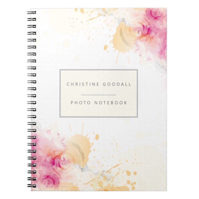 Personalised Abstract Pink and Bisque Modern Photo Notebook (Front)