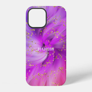 Personalised Abstract Purple Gold Glitter iPhone 12 Case