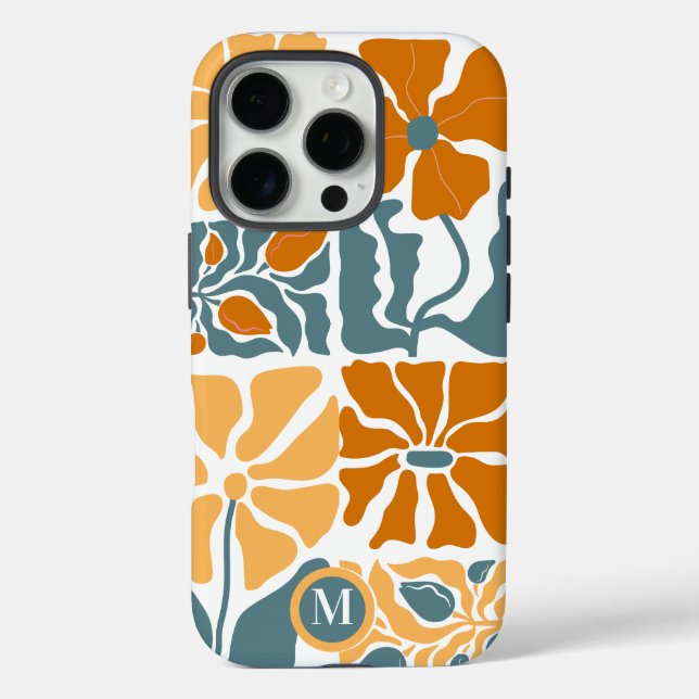 Personalised Abstract Retro Floral Monogram Case-Mate iPhone Case (Back)