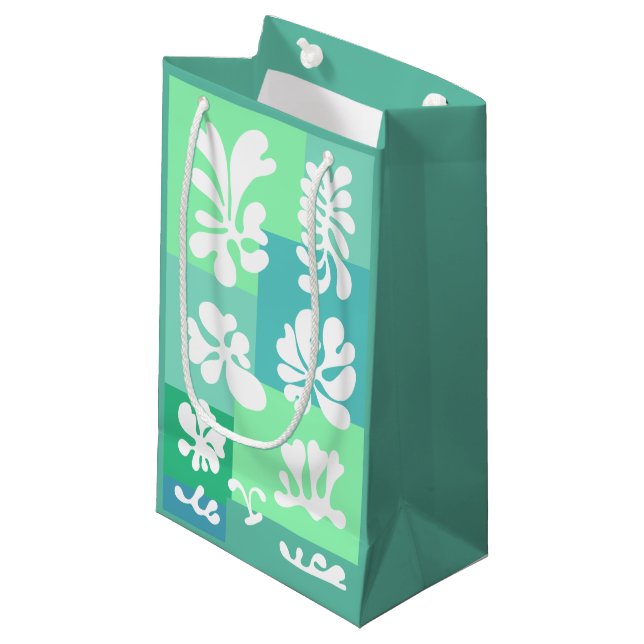 Personalised Abstract Shapes Design in Green |  Small Gift Bag (Front Angled)