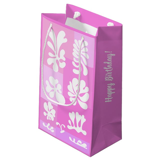 Personalised Abstract Shapes Design in Pink | Smal Small Gift Bag (Back Angled)