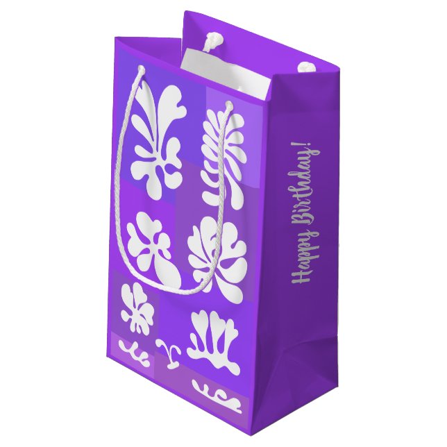 Personalised Abstract Shapes Design in Purple | Small Gift Bag (Back Angled)