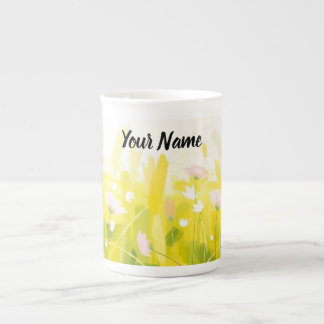 Personalised Abstract Spring Meadow Bone China Mug