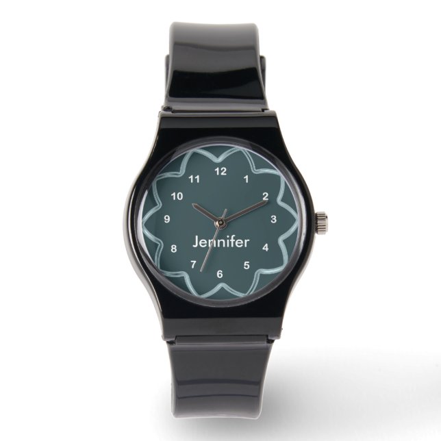 Personalised Abstract Teal Blue Design Watch (Front)