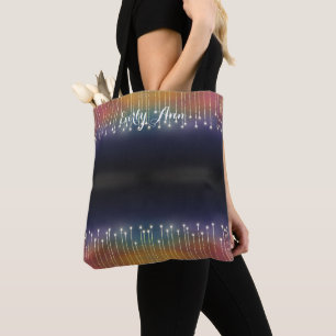 Personalised Abstract Typography Rainbow Lights Tote Bag