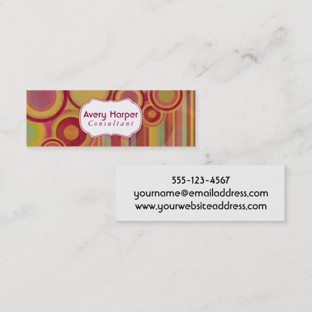 Personalised Abstract with Red, Greens, Yellows Mini Business Card (Front/Back)