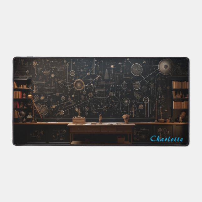 Personalised Abstract Wood Panel Desk Mat (Front)