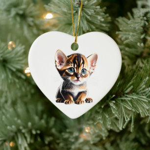 Personalised Abyssinian Kitten Ceramic Tree Decoration