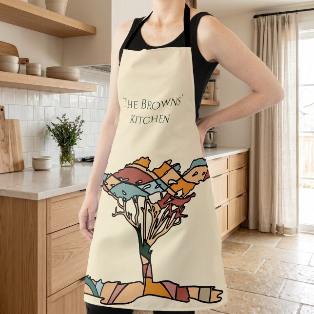 Personalised Acacia Tree Family Kitchen Apron (Custom Family Kitchen Acacia Boho Heirloom Gift Apron)
