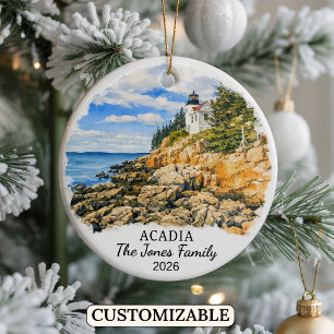Personalised Acadia National Park, Custom Maine Ceramic Tree Decoration