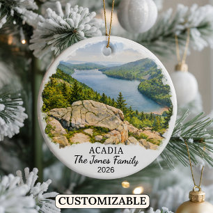 Personalised Acadia National Park, Custom Maine Ceramic Tree Decoration