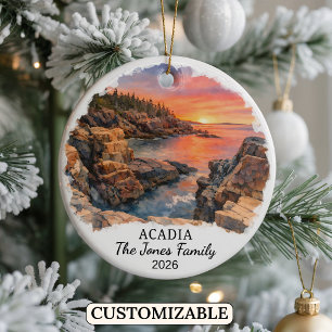 Personalised Acadia National Park, Custom Maine Ceramic Tree Decoration