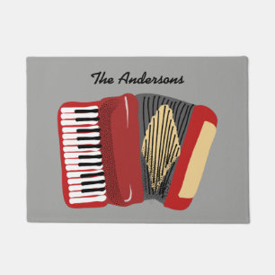 Personalised Accordion Players Red and Grey Doormat