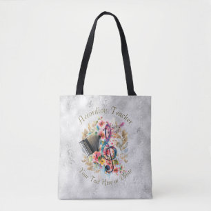 Personalised Accordion Teacher Colourful Musical Tote Bag