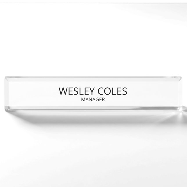 Personalised Acrylic Name Block, Optional name  Nameplate (Front)