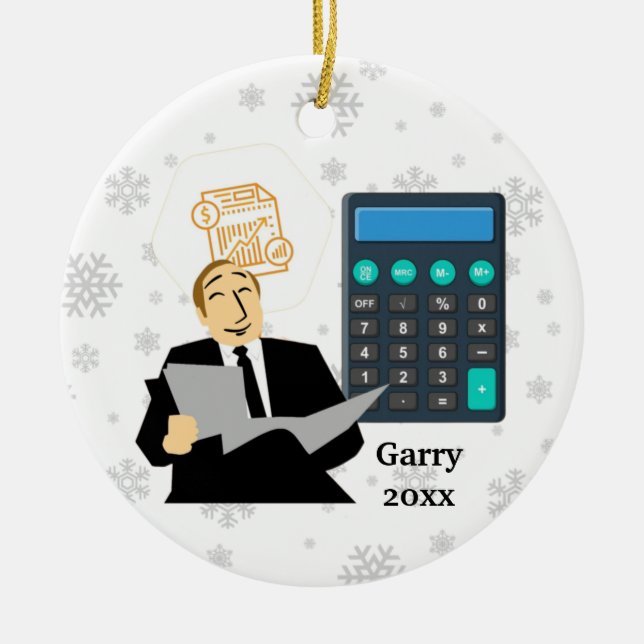Personalised Add a Name Accountant Christmas Ceramic Tree Decoration (Front)