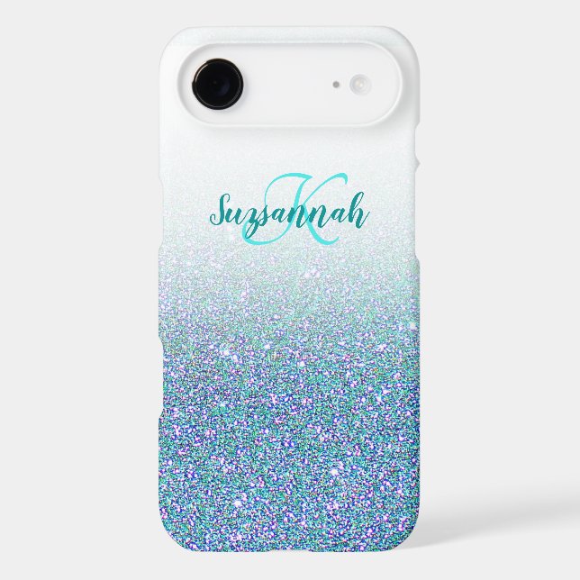 Personalised Add A Name Blue Green Glitter Ombre (Back)