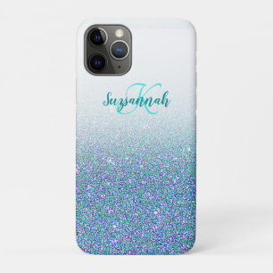 Personalised Add A Name Blue Green Glitter Ombre Case-Mate iPhone Case