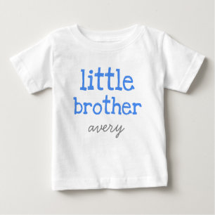 Personalised Add a Name Blue Text  Little Brother Baby T-Shirt