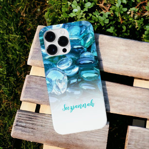 Personalised Add A Name Fresh Blue Gems Ombre Case-Mate iPhone 14 Pro Max Case