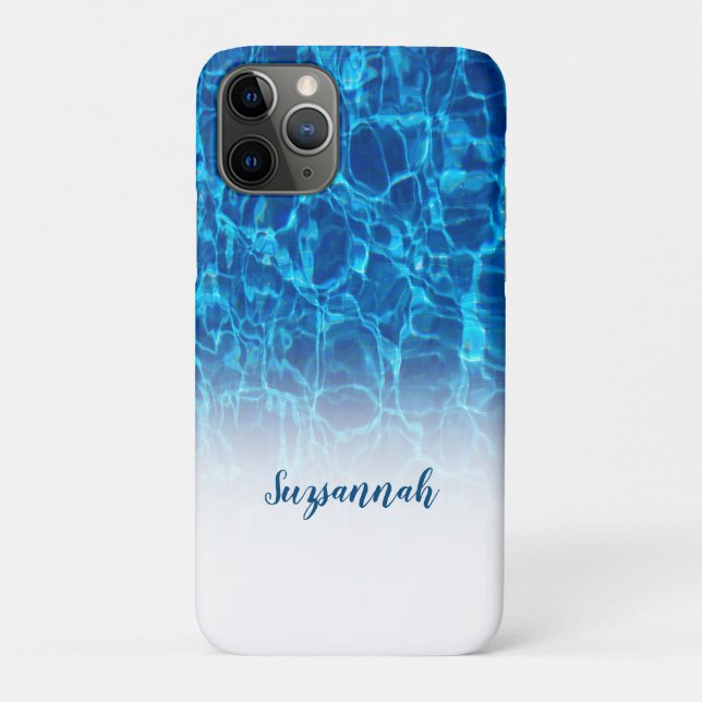 Personalised Add A Name Sparkling Blue Water Ombre Case-Mate iPhone Case (Back)