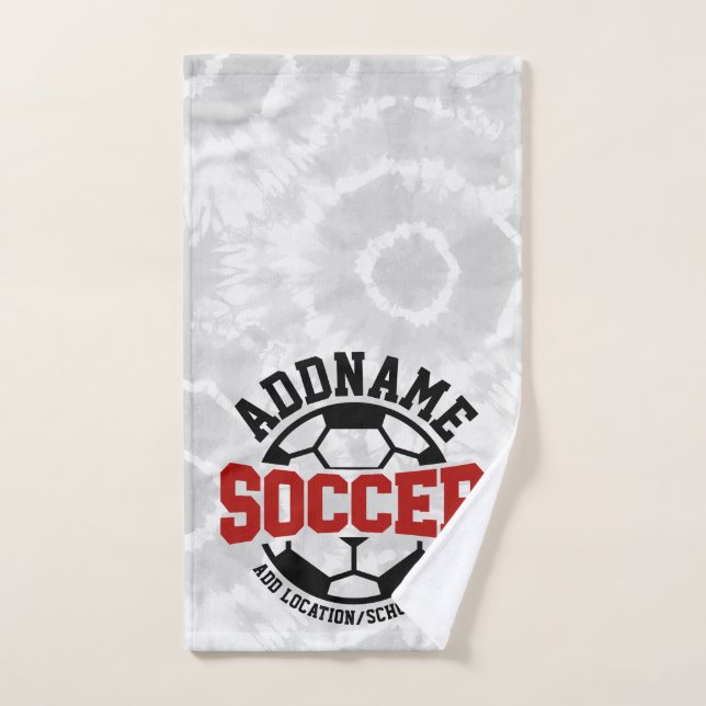Personalised ADD NAME Soccer Player Team Tie-Dye Bath Towel Set (Hand Towel)