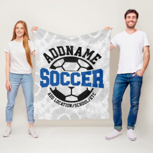 Personalised ADD NAME Soccer Player Team Tie-Dye Fleece Blanket