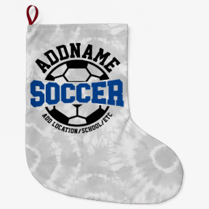 Personalised ADD NAME Soccer Player Team Tie-Dye Large Christmas Stocking