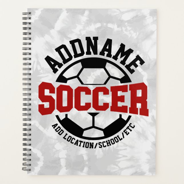 Personalised ADD NAME Soccer Player Team Tie-Dye Planner (Front)