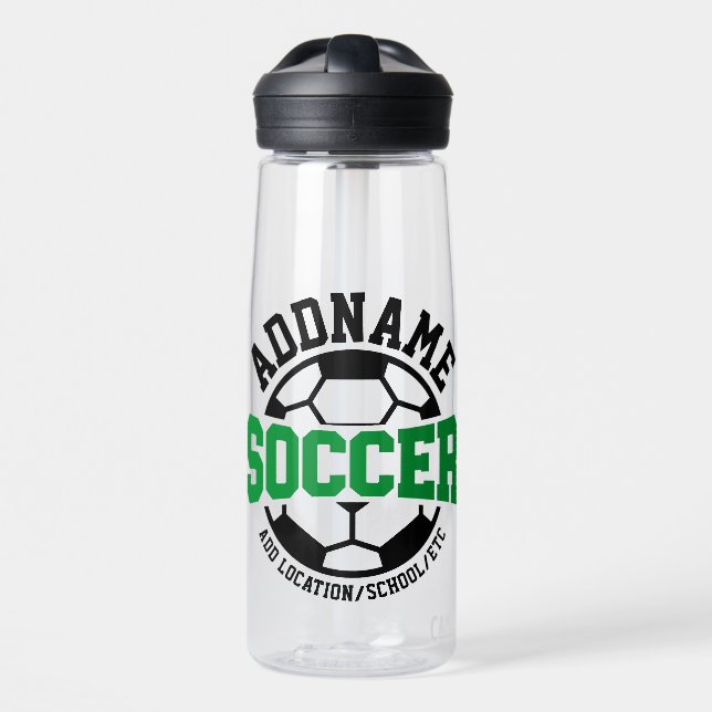 Personalised ADD NAME Soccer Player Team Tie-Dye Water Bottle (Front)