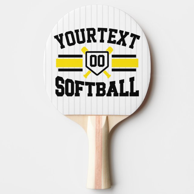 Personalised ADD NAME Softball Player Varsity Team Ping Pong Paddle (Front)